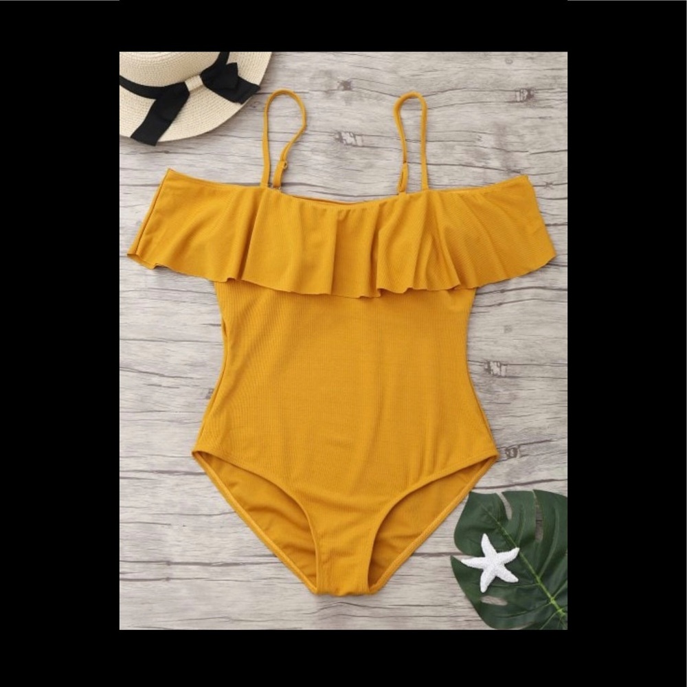 NEGOTIABLE Off the shoulder one piece bathing suit